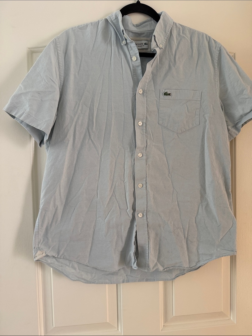 Lacoste Men's Short-Sleeve Button-Down Shirt in Pale Blue
